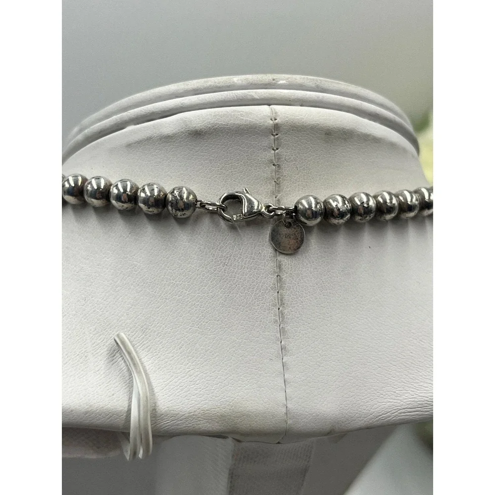 Tiffany & Co Authenticated Hardwear Sterling‎ Graduated Beaded Soldered Necklace